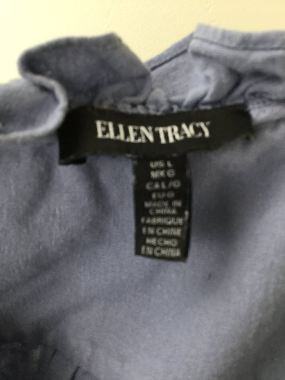 Ellen Tracy Linen Blend Ruffle Sleeveless Top l - Picture 5 of 7